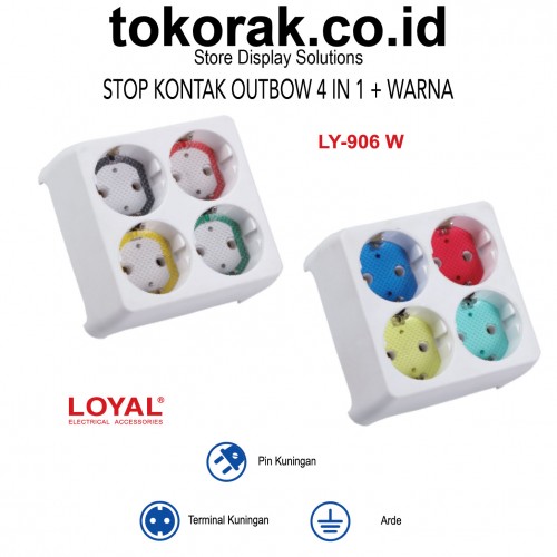STOP KONTAK ARDE OB 4 IN 1 LUBANG WARNA LY-906 W LOYAL STEKER COLOKAN